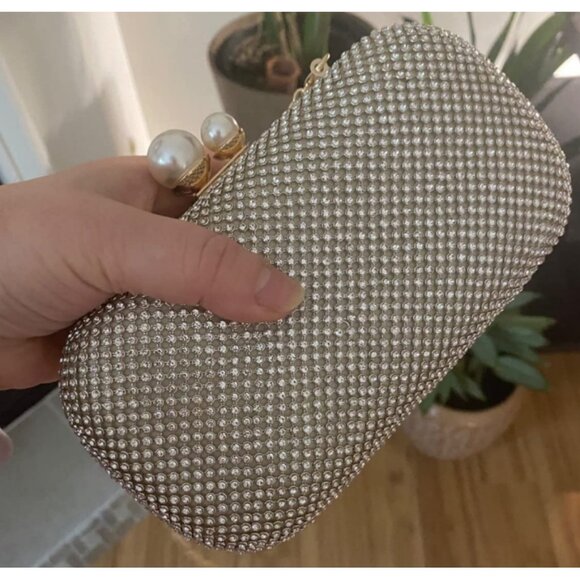 Evening Clutch Shoulder Bag Gold Purse Wedding Handbag Party Prom Bridal Gift - Picture 11 of 11